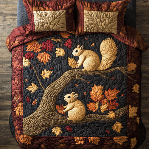 Squirrel Autumn WX1303100CL Quilted Bedding Set