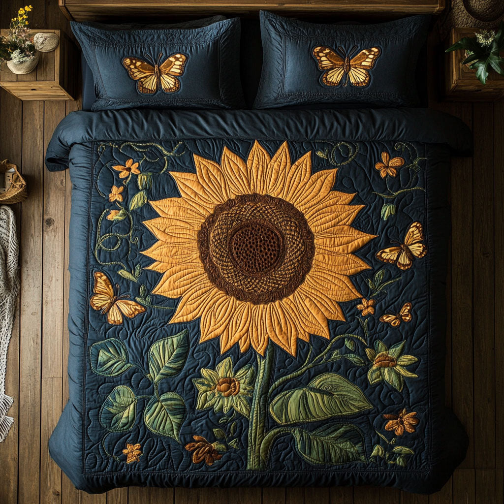 Sunflower Charm WX0603070CL Quilted Bedding Set