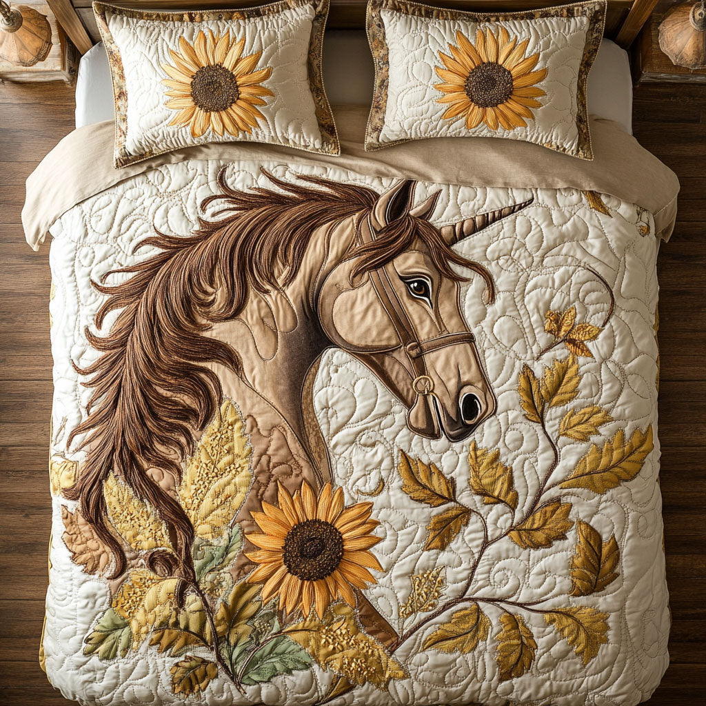 Sunflower Horse WX0603072CL Quilted Bedding Set