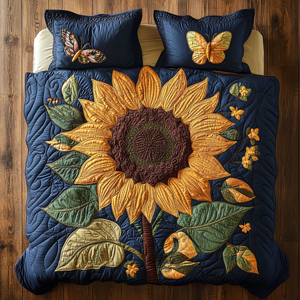 Sunflower Whimsy WX0603073CL Quilted Bedding Set