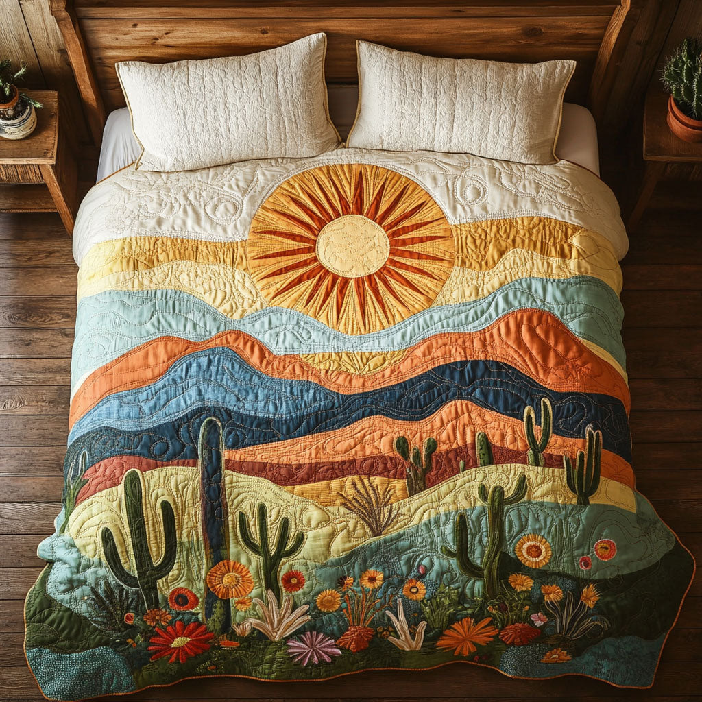 Sunset Cactus WX0703043CL Quilted Bedding Set