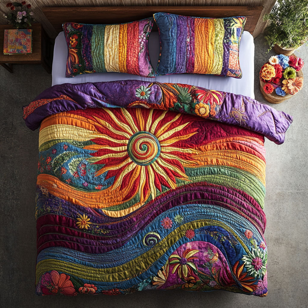 Sunshine Hippie WX0403054CL Quilted Bedding Set