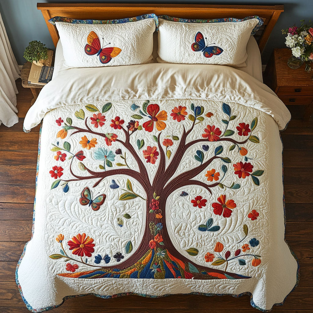 Tree of Life WX0603075CL Quilted Bedding Set