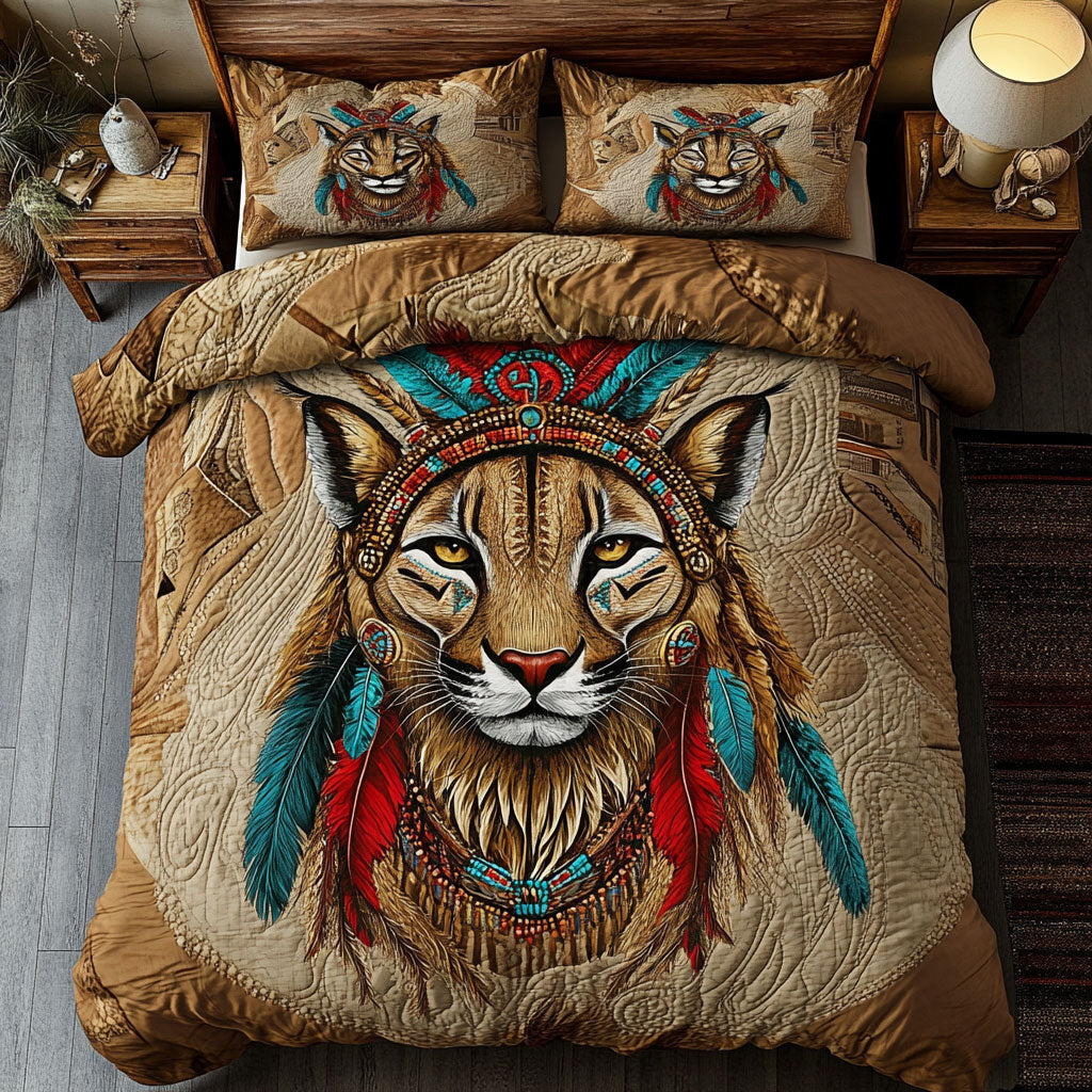 Tribal Cougar King WX0703046CL Quilted Bedding Set