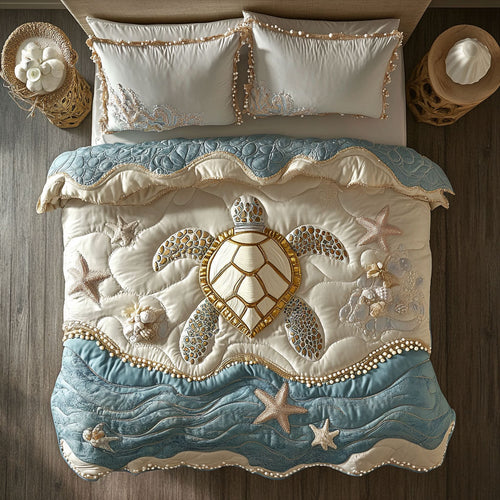 Turtle Sea In Sand WX0303050CL Quilted Bedding Set