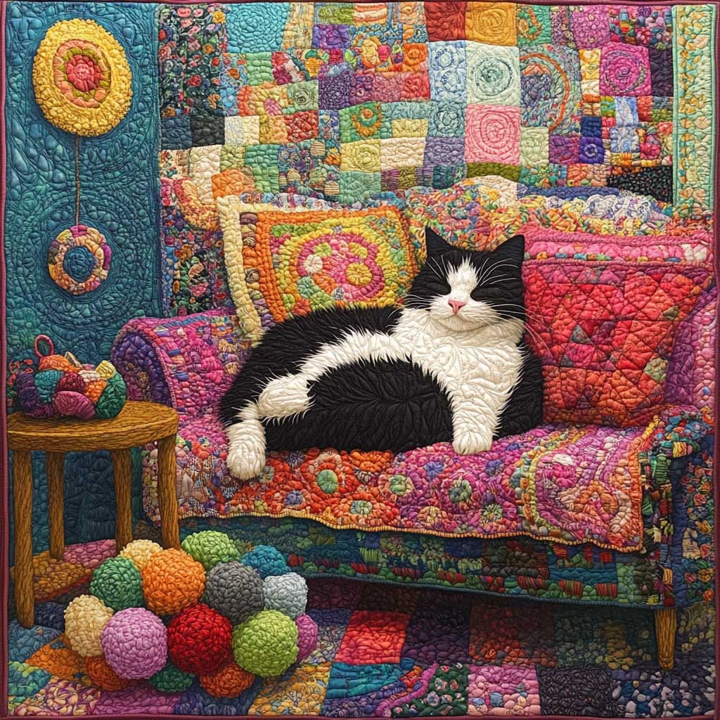 Tuxedo Cat And Crochet Room XR0608046CL Quilt Blanket