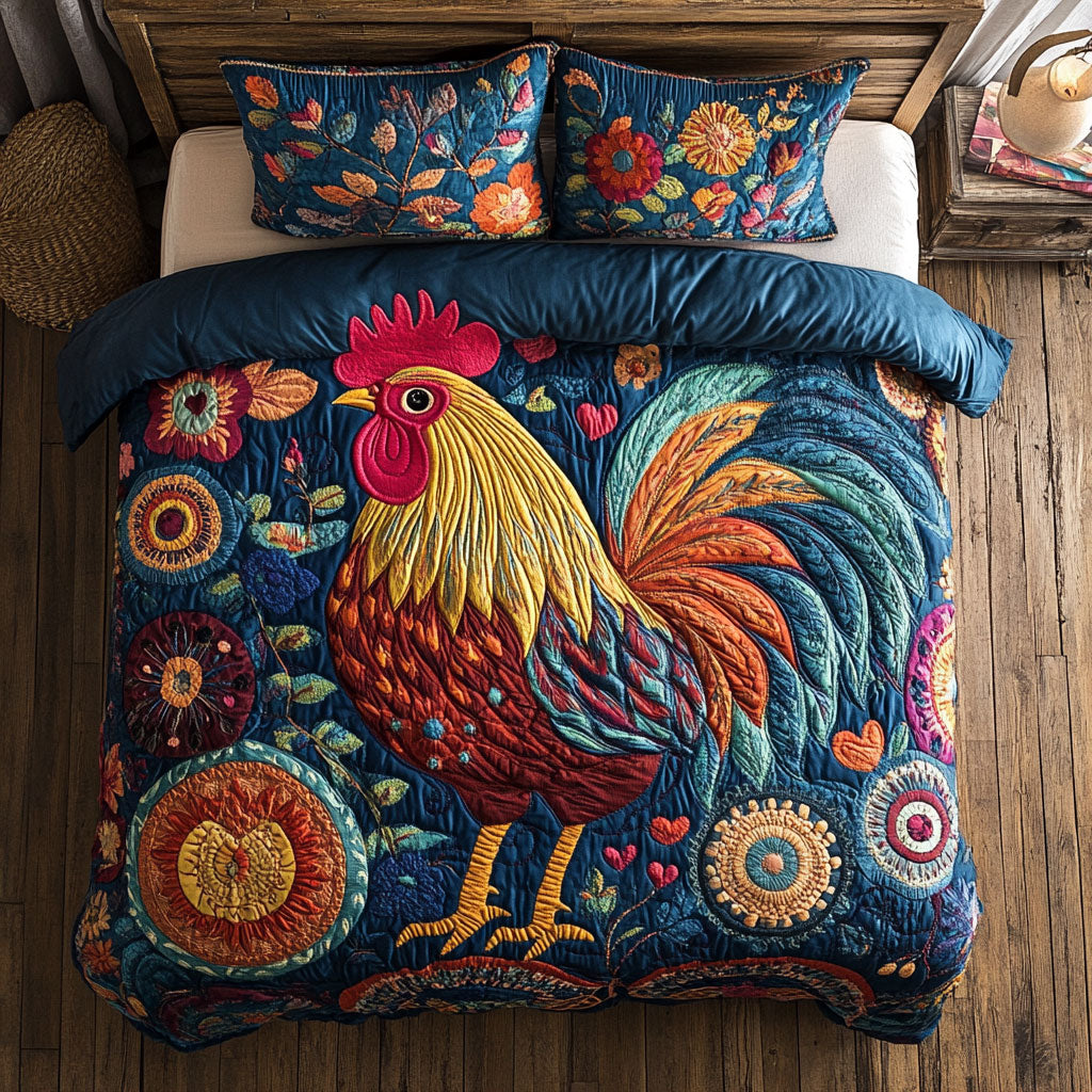 Vibrant Chicken WX0703049CL Quilted Bedding Set