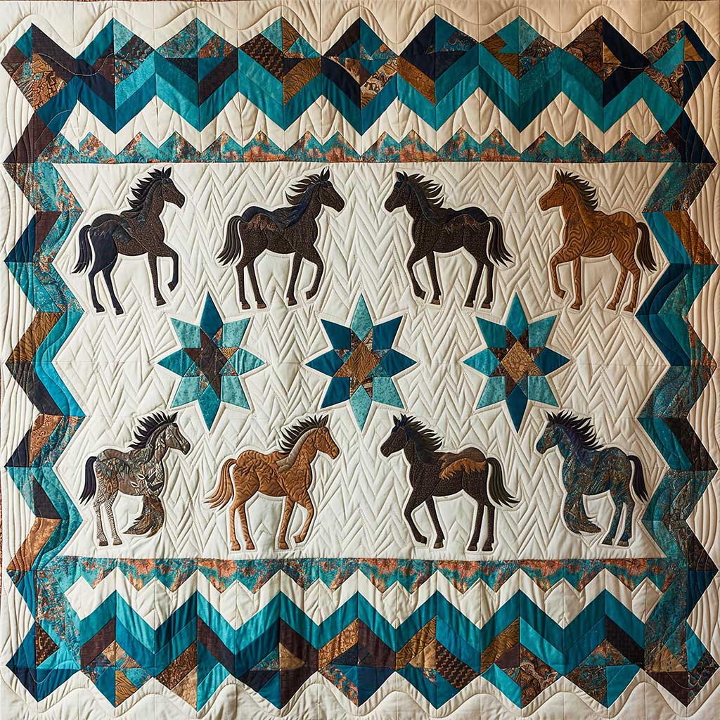 Western Inspired Horses WJ1906017CL Quilt Blanket