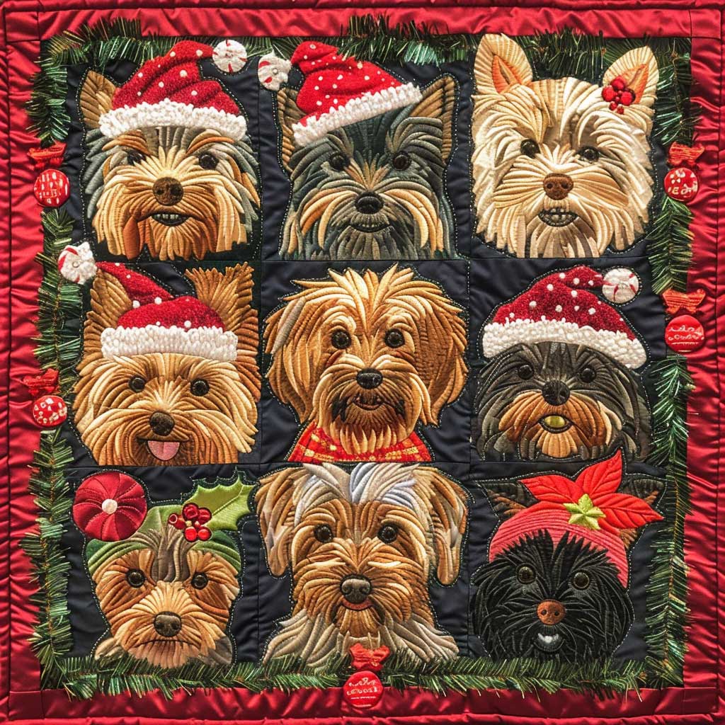 Yorkshire Terriers Love Christmas XR1508026CL Quilt Blanket